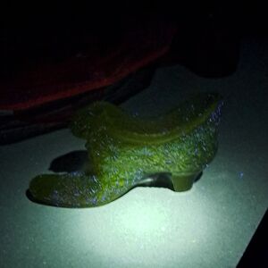 Uranium Fenton Green Glass Art Shoe